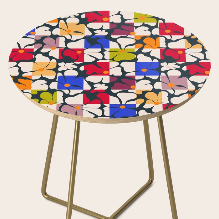 Bold Floral Geometric Art Print - Modern Retro Design in Vibrant Multicolor Side Table Gallery Image 2