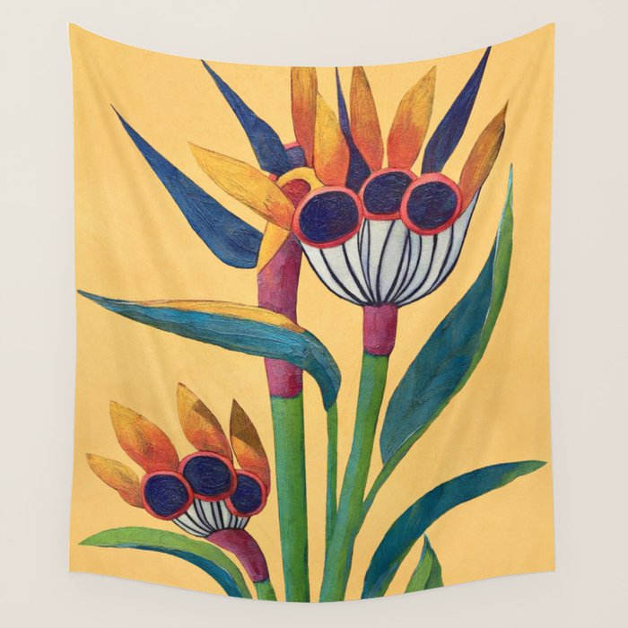 Bird of Paradise in Tropical Bloom Wall Tapestry Gallery Image 4