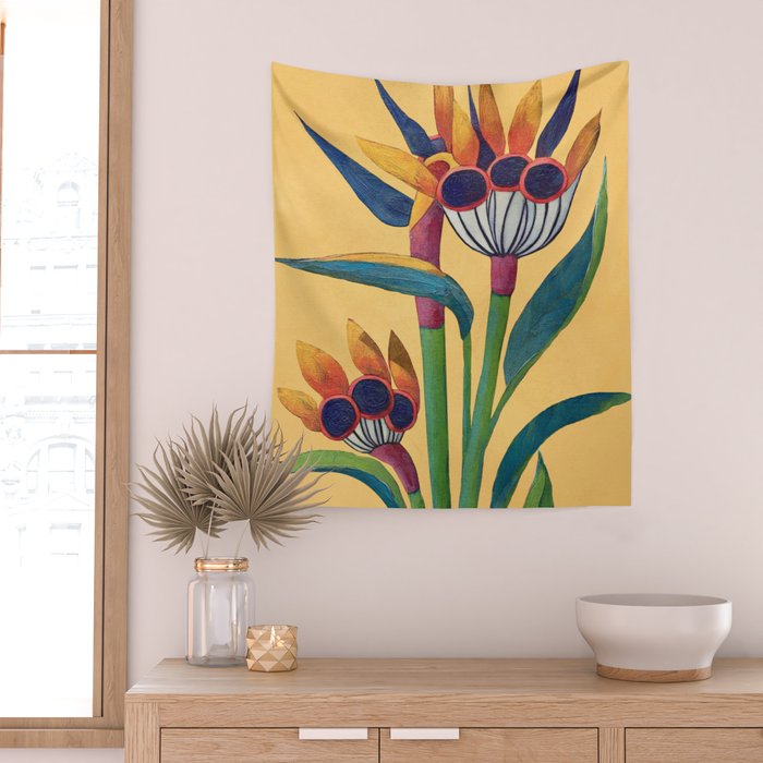 Bird of Paradise in Tropical Bloom Wall Tapestry Gallery Image 2