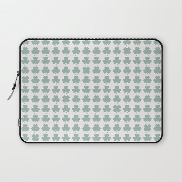 Clovers XXIX Teal Green Botanical Pattern Laptop Sleeve Gallery Image 1