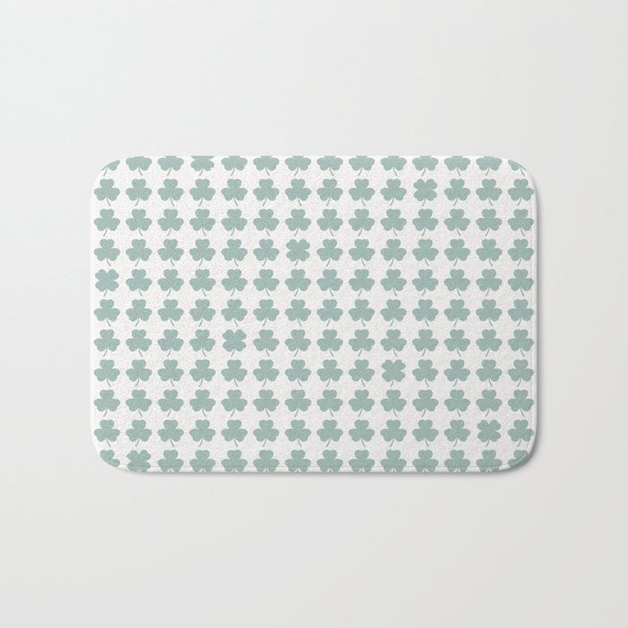 Clovers XXIX Teal Green Botanical Pattern Bath Mat Gallery Image 1