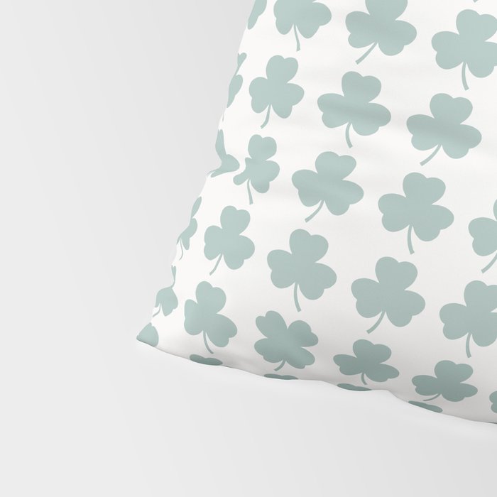 Clovers XXIX Teal Green Botanical Pattern Pillow Sham Gallery Image 4