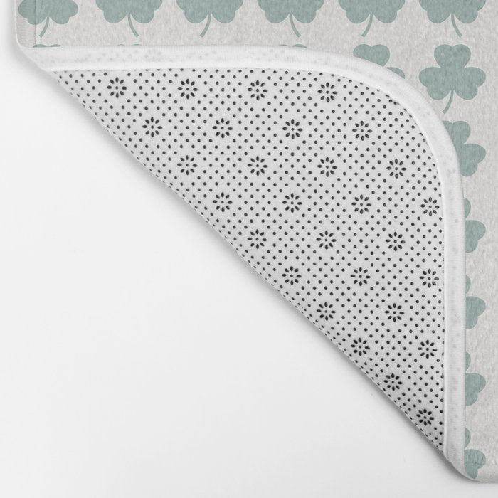 Clovers XXIX Teal Green Botanical Pattern Bath Mat Gallery Image 2