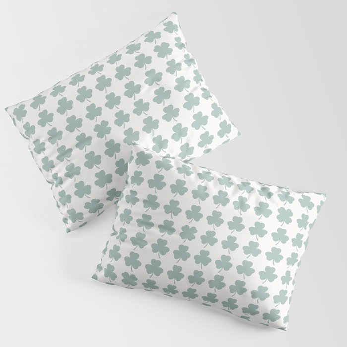 Clovers XXIX Teal Green Botanical Pattern Pillow Sham Gallery Image 1