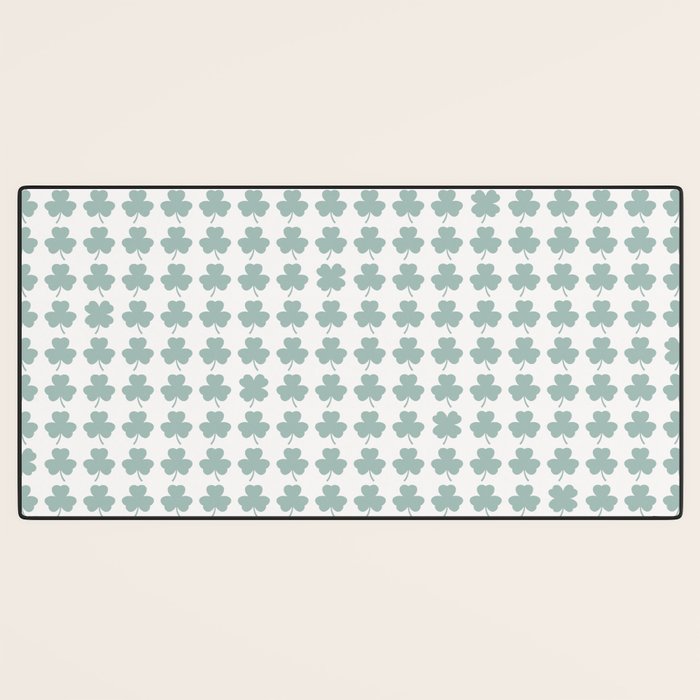 Clovers XXIX Teal Green Botanical Pattern Desk Mat Gallery Image 3