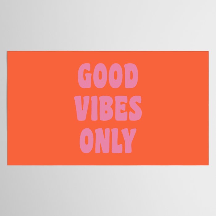 Retro Good Vibes Only Lettering in Pink and Orange Tablecloth Gallery Image 2