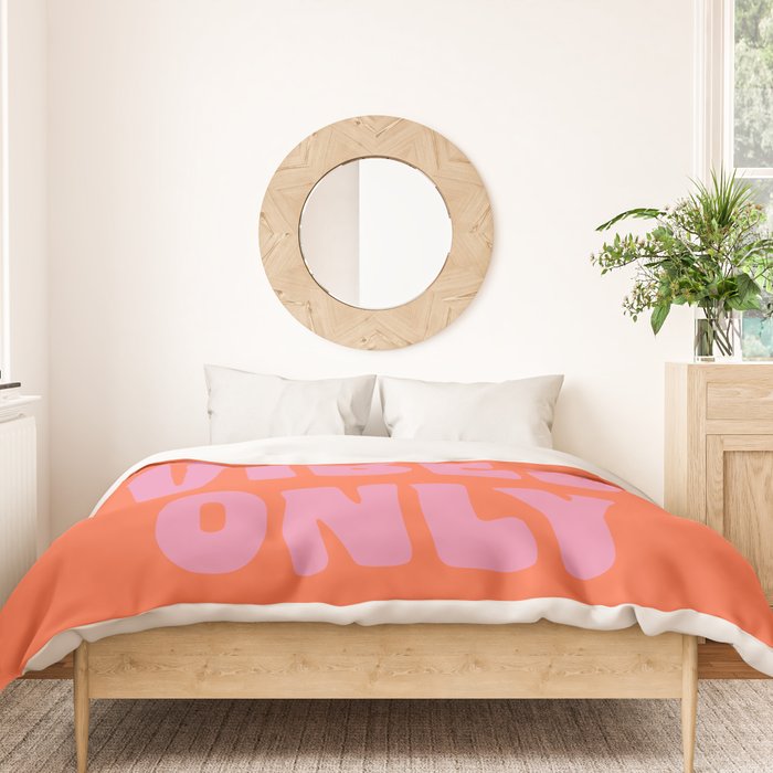 Retro Good Vibes Only Lettering in Pink and Orange Duvet Cover Gallery Image 3