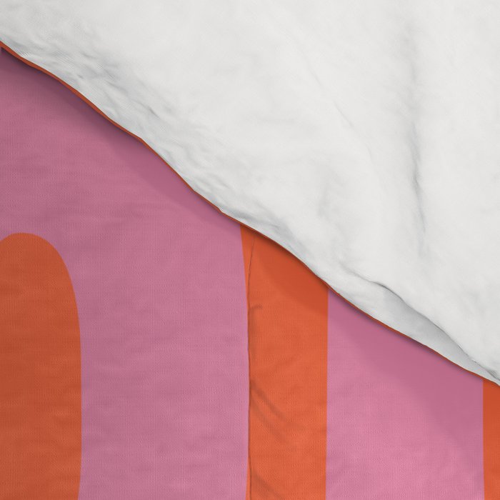 Retro Good Vibes Only Lettering in Pink and Orange Comforter Gallery Image 4