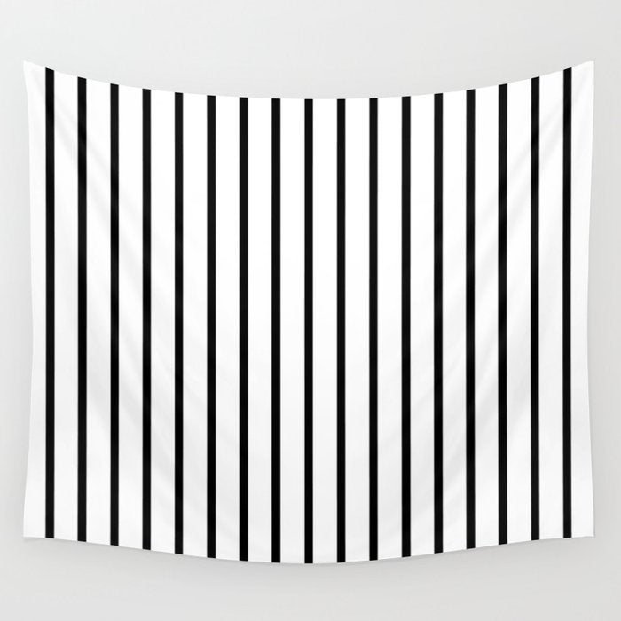 Vertical Black Stripes Pattern Wall Tapestry Gallery Image 4
