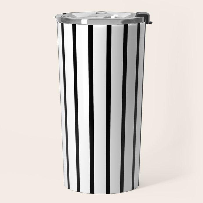 Vertical Black Stripes Pattern Travel Mug Gallery Image 2