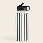 Vertical Black Stripes Pattern Water Bottle Gallery Image 4