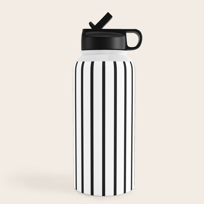 Vertical Black Stripes Pattern Water Bottle Gallery Image 4