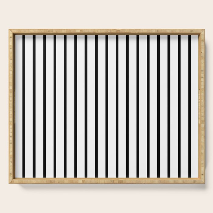 Vertical Black Stripes Pattern Serving Tray Gallery Image 1
