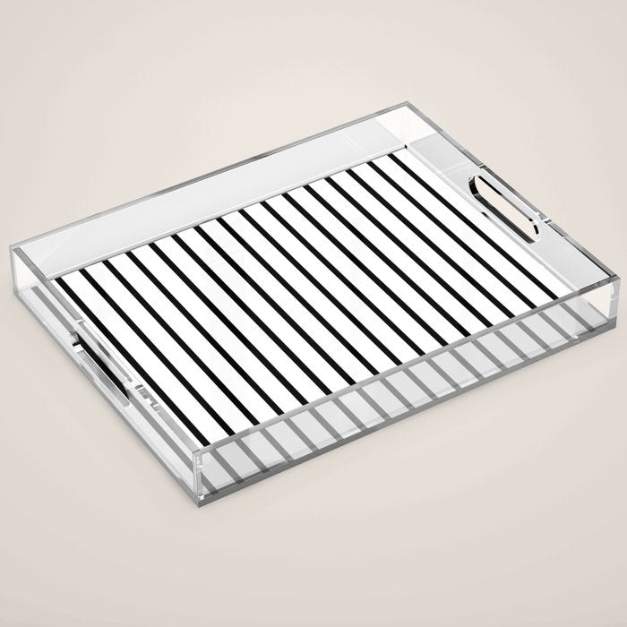 Vertical Black Stripes Pattern Acrylic Tray Gallery Image 1