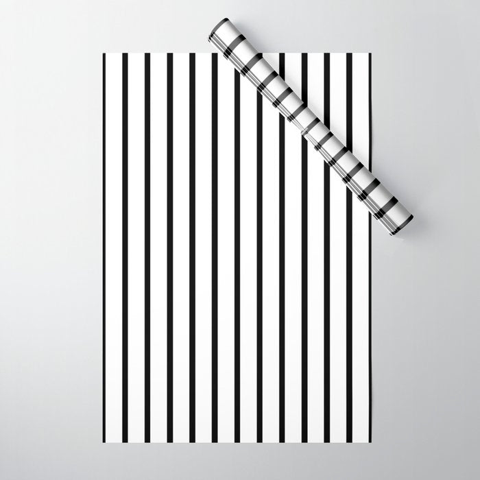 Vertical Black Stripes Pattern Wrapping Paper Gallery Image 1