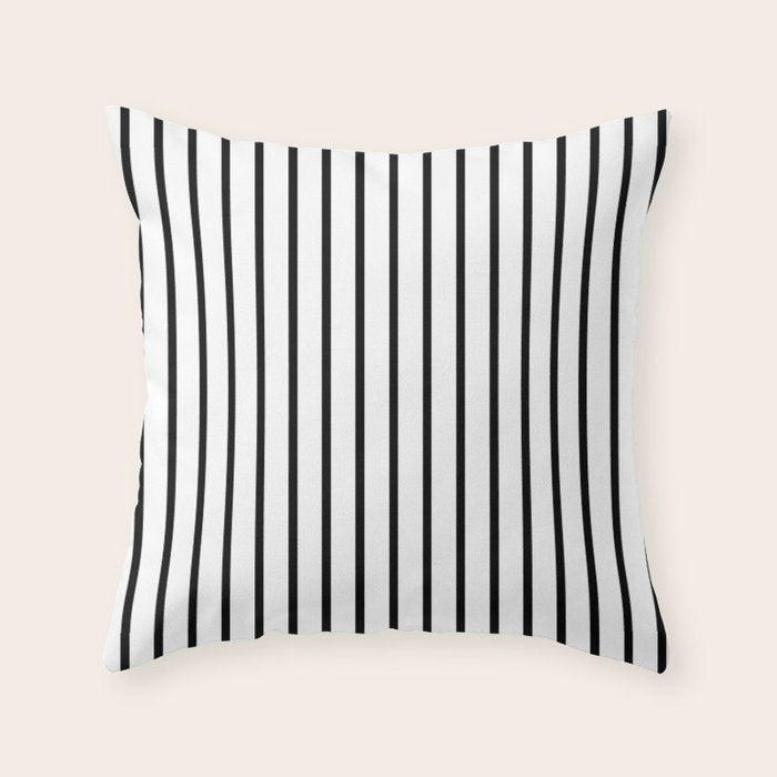 Vertical Black Stripes Pattern Throw Pillow Gallery Image 1