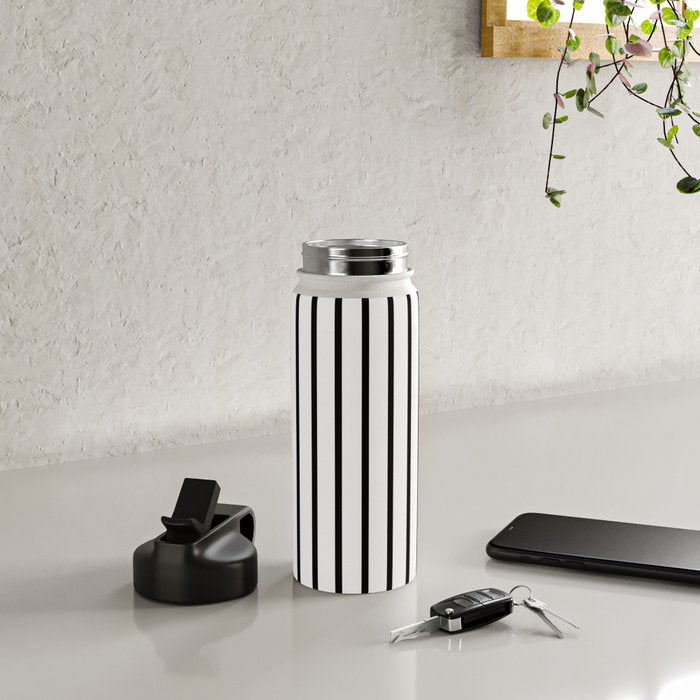Vertical Black Stripes Pattern Water Bottle Gallery Image 4