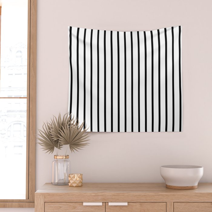 Vertical Black Stripes Pattern Wall Tapestry Gallery Image 2