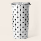 Midcentury Stars and Dots Classic Pattern in Black and White Travel Mug Gallery Image 2