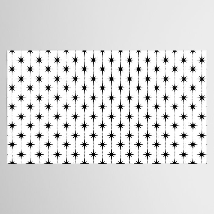 Midcentury Stars and Dots Classic Pattern in Black and White Tablecloth Gallery Image 2