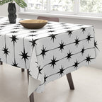 Midcentury Stars and Dots Classic Pattern in Black and White Tablecloth Gallery Image 3