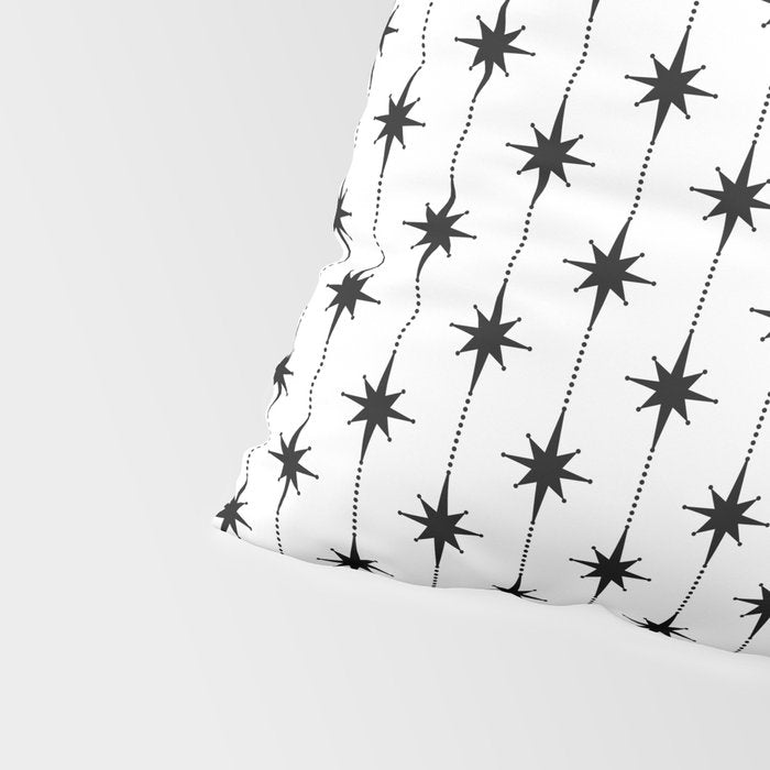 Midcentury Stars and Dots Classic Pattern in Black and White Pillow Sham Gallery Image 4