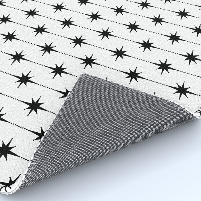Midcentury Stars and Dots Classic Pattern in Black and White Rug Gallery Image 4