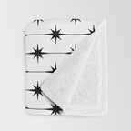 Midcentury Stars and Dots Classic Pattern in Black and White Throw Blanket Gallery Image 3