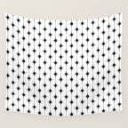 Midcentury Stars and Dots Classic Pattern in Black and White Wall Tapestry Gallery Image 4