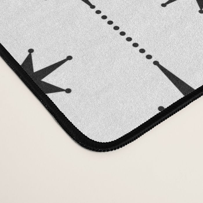 Midcentury Stars and Dots Classic Pattern in Black and White Desk Mat Gallery Image 4