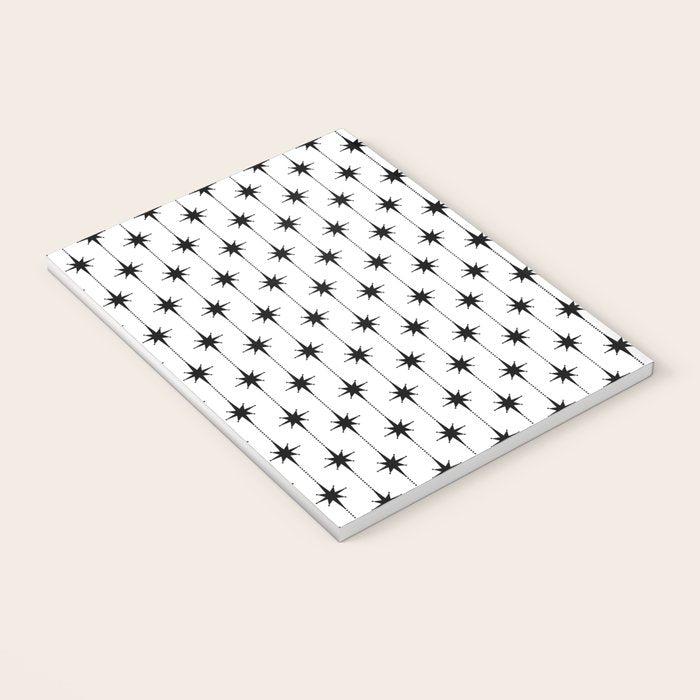 Midcentury Stars and Dots Classic Pattern in Black and White Notebook Gallery Image 3