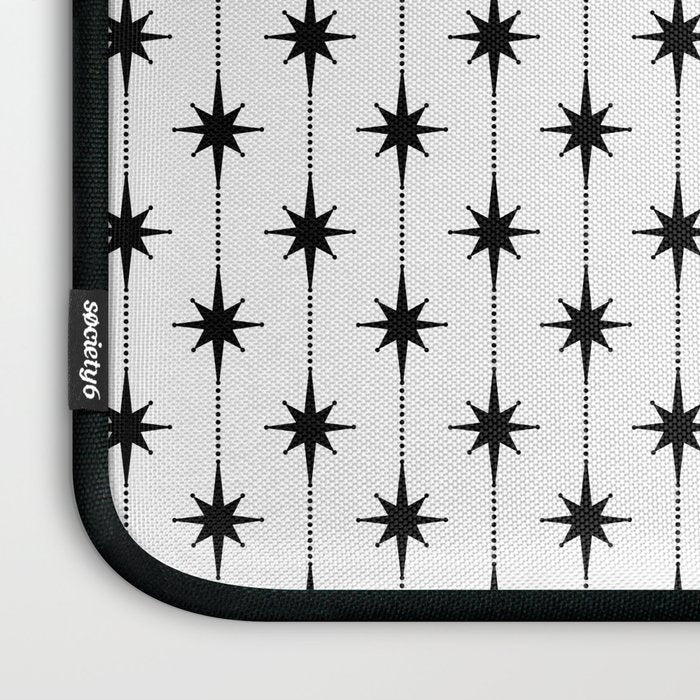 Midcentury Stars and Dots Classic Pattern in Black and White Laptop Sleeve Gallery Image 3