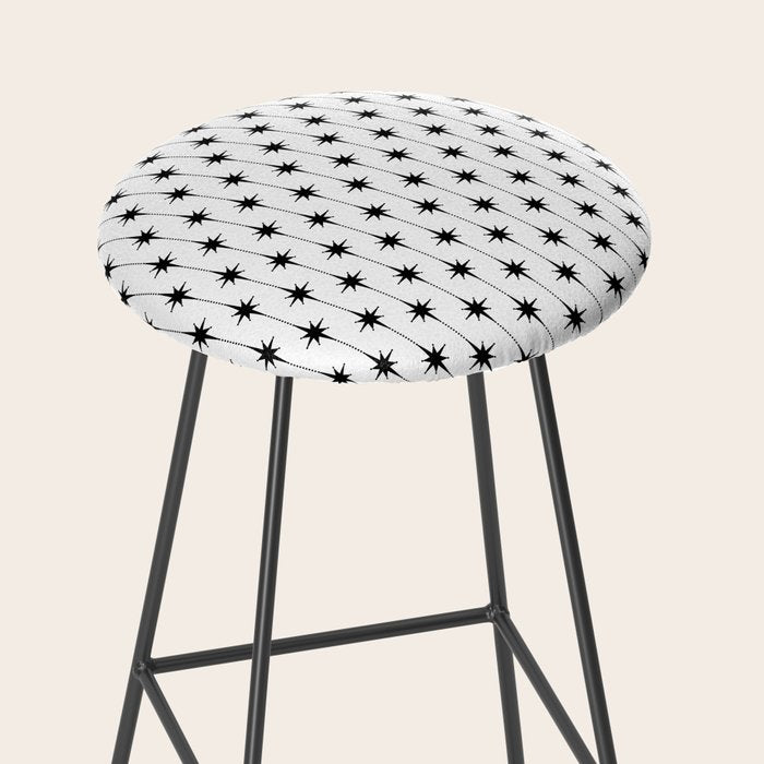 Midcentury Stars and Dots Classic Pattern in Black and White Stool Gallery Image 2