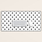 Midcentury Stars and Dots Classic Pattern in Black and White Desk Mat Gallery Image 1