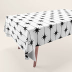 Midcentury Stars and Dots Classic Pattern in Black and White Tablecloth Gallery Image 1
