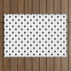 Midcentury Stars and Dots Classic Pattern in Black and White Outdoor Rug Gallery Image 1