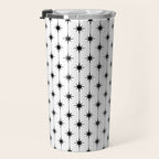 Midcentury Stars and Dots Classic Pattern in Black and White Travel Mug Gallery Image 3