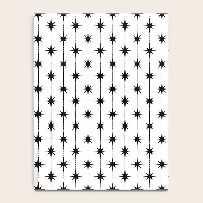 Midcentury Stars and Dots Classic Pattern in Black and White Notebook Gallery Image 4