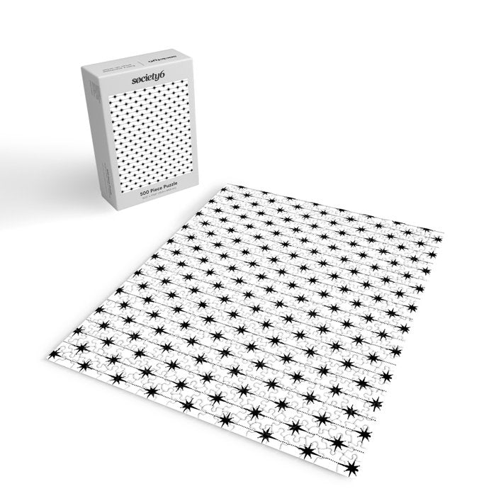 Midcentury Stars and Dots Classic Pattern in Black and White Jigsaw Puzzle Gallery Image 2