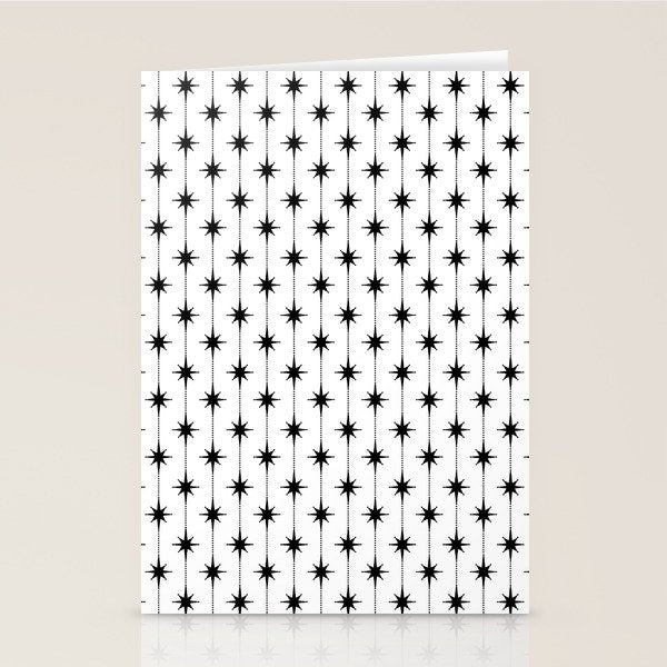 Midcentury Stars and Dots Classic Pattern in Black and White Stationery Card Gallery Image 1