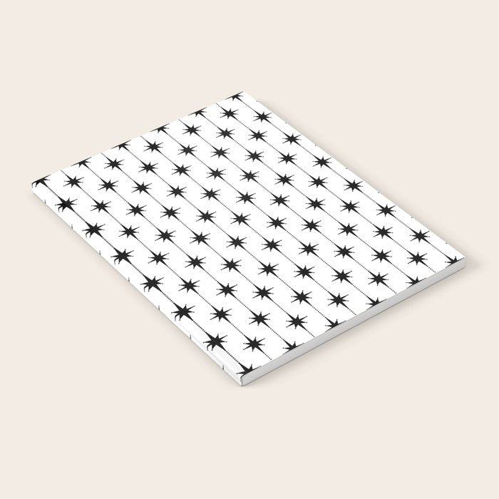 Midcentury Stars and Dots Classic Pattern in Black and White Notebook Gallery Image 1