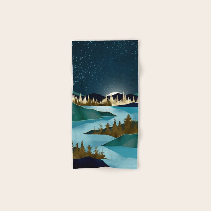 Autumn River Night Bath Towel Gallery Image 1