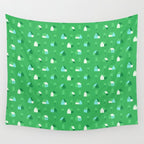 Green eco friendly house city pattern Wall Tapestry Gallery Image 4