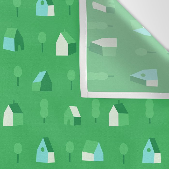 Green eco friendly house city pattern Wall Tapestry Gallery Image 3