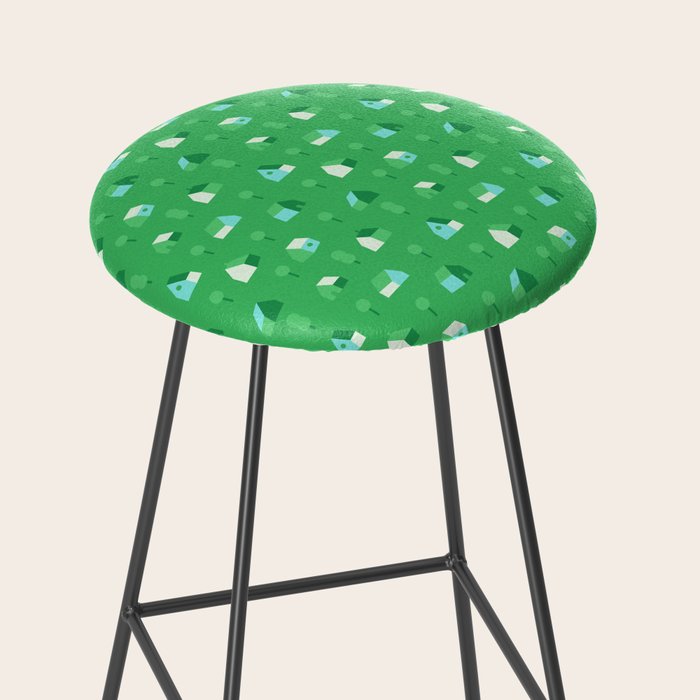 Green eco friendly house city pattern Stool Gallery Image 2