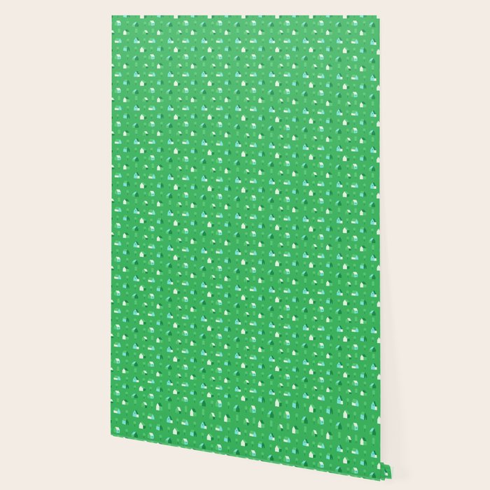 Green eco friendly house city pattern Wallpaper Gallery Image 2