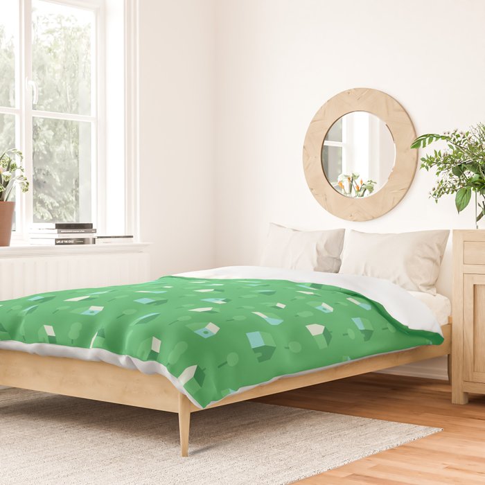 Green eco friendly house city pattern Duvet Cover Gallery Image 2