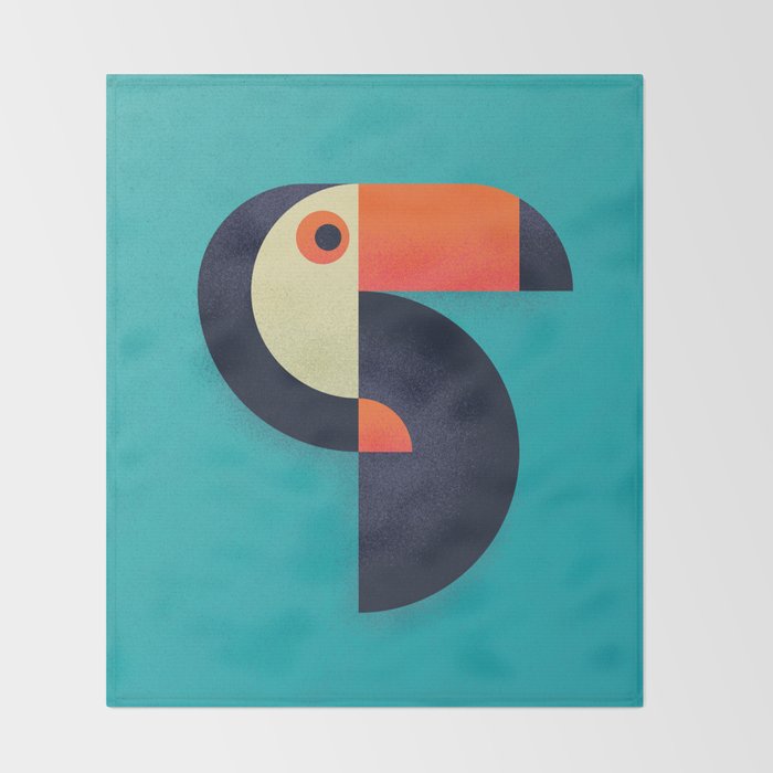 Toucan Geometric - Aqua Throw Blanket Gallery Image 2