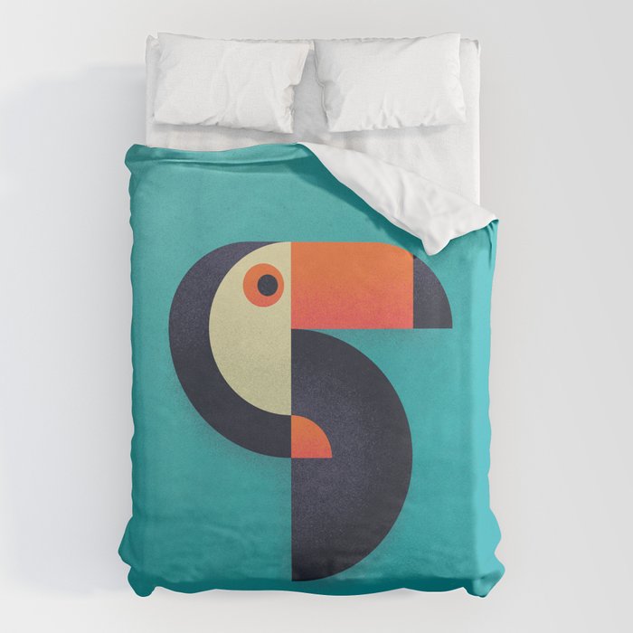 Toucan Geometric - Aqua Duvet Cover Gallery Image 1