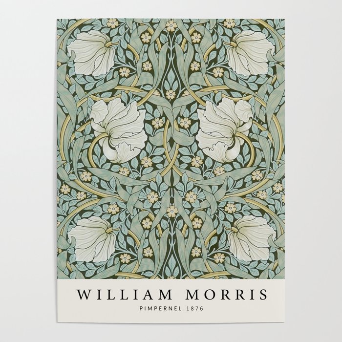 William Morris - Pimpernel Art Print, Vintage Museum Exhibition Art, Botanical Floral Pattern Poster